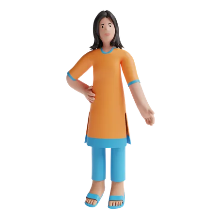 Mujer india con ropa tradicional  3D Illustration