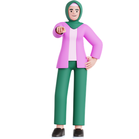 Mulher apontando para você  3D Illustration