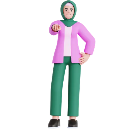 Mulher apontando para você  3D Illustration