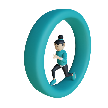 Mulher de negócios correndo em loop  3D Illustration