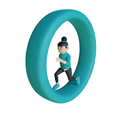 Mulher de negócios correndo em loop  3D Illustration