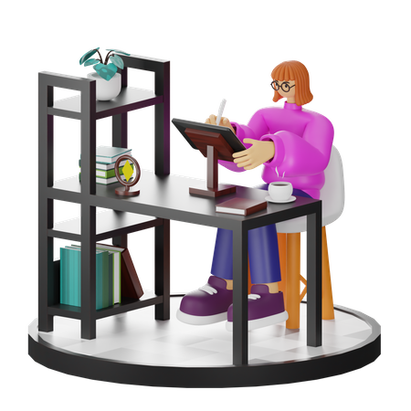 Mulher fazendo busca criativa  3D Illustration