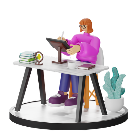 Mulher fazendo busca criativa  3D Illustration