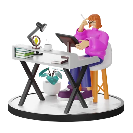 Mulher fazendo busca criativa  3D Illustration