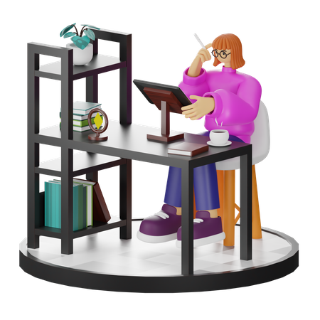 Mulher fazendo busca criativa  3D Illustration