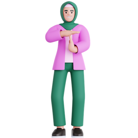 Mulher fazendo gesto de tempo limite  3D Illustration