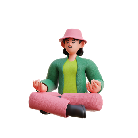 Mulher fazendo meditação  3D Illustration