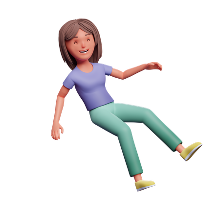 Mulher feliz flutuando no ar  3D Illustration