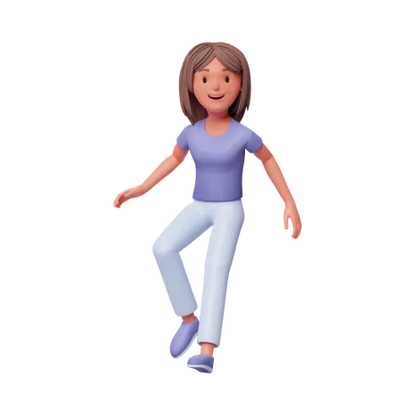 Mulher feliz flutuando no ar  3D Illustration