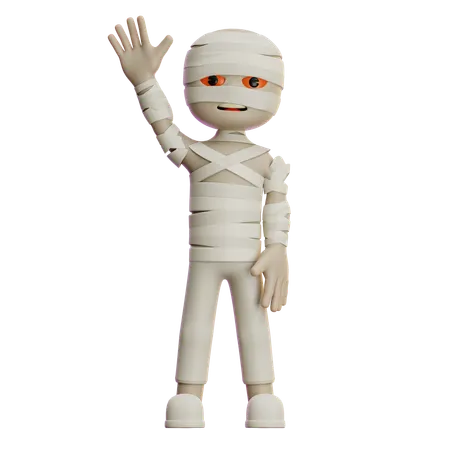 Mummy Waving Hand  3D Illustration