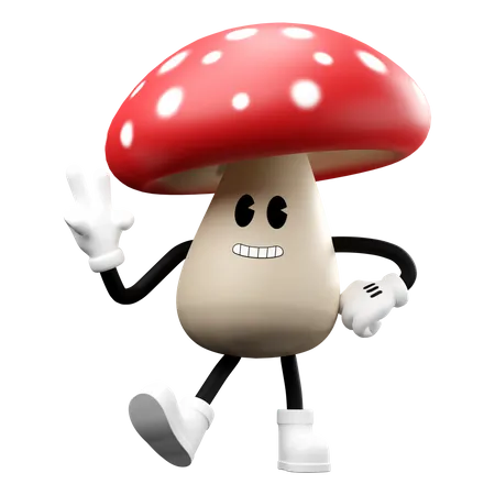 Mushroom with victory sign  3D Emoji