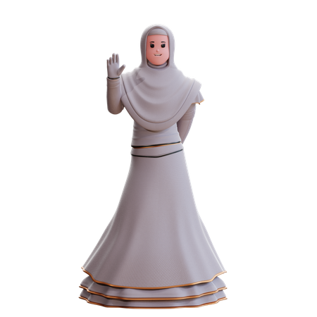 Muslim Bride raising hand  3D Illustration