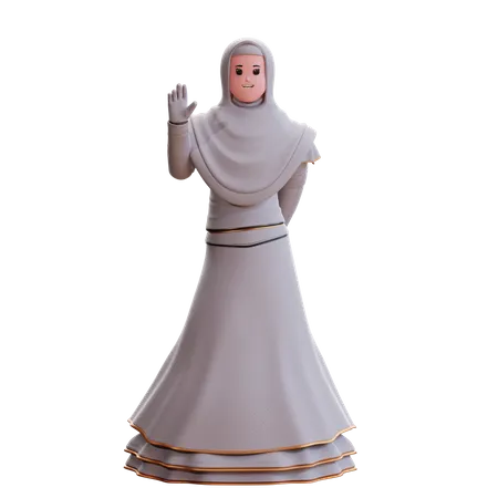 Muslim Bride raising hand  3D Illustration