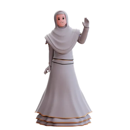 Muslim Bride waiving hand  3D Illustration