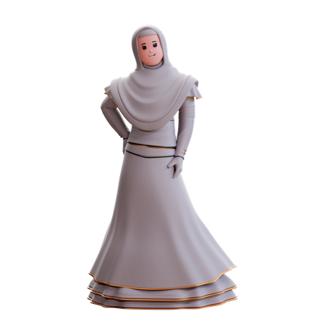 Muslim Bride with hand on waist  3D Illustration