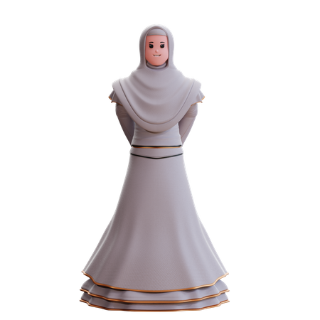 Muslim Bride with hands behind  3D Illustration