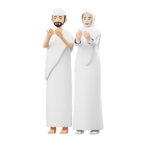 Muslim Couple Doing Muslim Prayer  3D Illustration