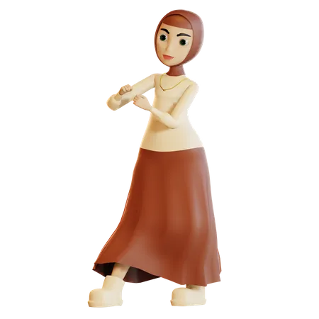 Muslim female showing fight sign  3D Illustration