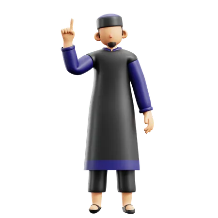 Muslim Man Pointing  3D Illustration