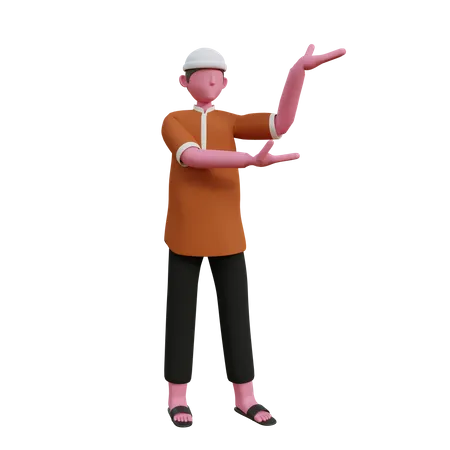 Muslim man presenting something  3D Illustration