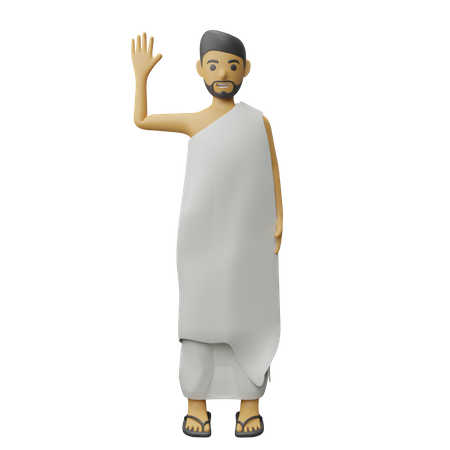 Muslim man waving hand  3D Illustration