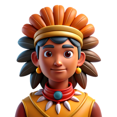 Native American Indigenous Woman Avatar  3D Icon