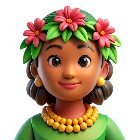 Native Hawaiian Girl Avatar  3D Icon