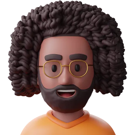 Hombre afro negro  3D Icon