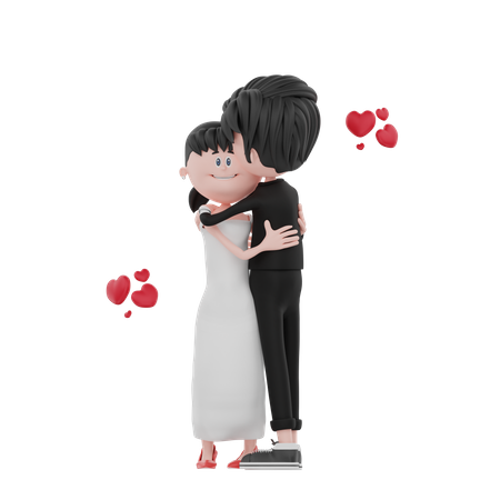 Newly wedded couple  3D Illustration