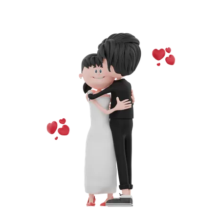 Newly wedded couple  3D Illustration