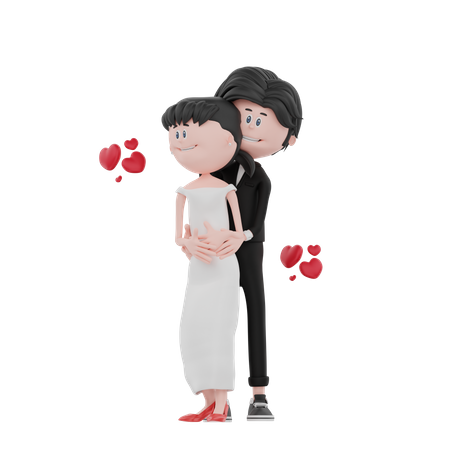 Newly wedded couple standing together  3D Illustration