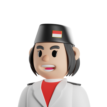 Chica que levanta la bandera de indonesia  3D Icon