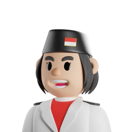 Chica que levanta la bandera de indonesia  3D Icon