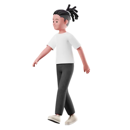 Joven con pose para caminar  3D Illustration