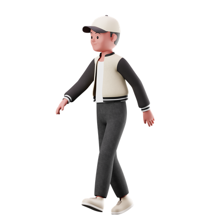 Joven con pose para caminar  3D Illustration