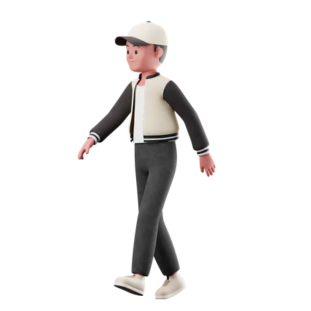 Joven con pose para caminar  3D Illustration