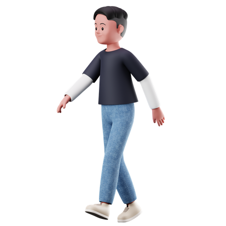 Joven con pose para caminar  3D Illustration