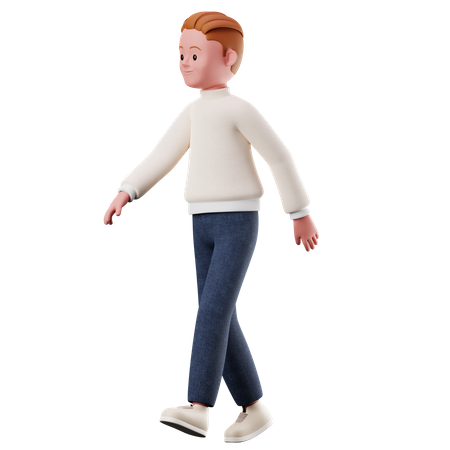 Joven con pose para caminar  3D Illustration