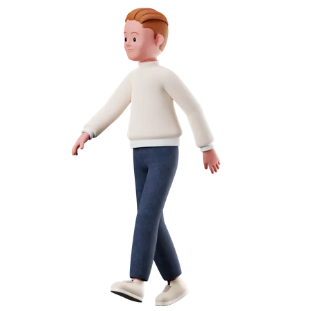 Joven con pose para caminar  3D Illustration