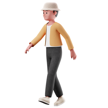 Joven con pose para caminar  3D Illustration