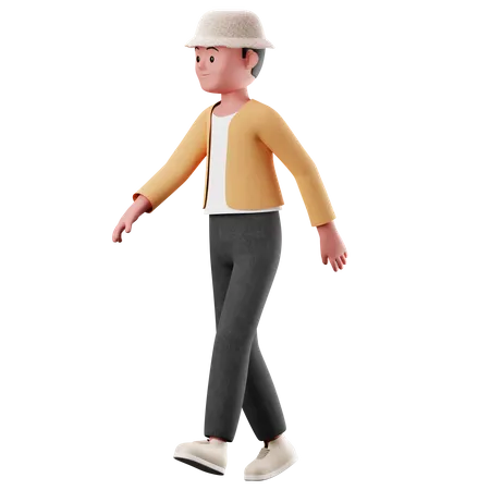 Joven con pose para caminar  3D Illustration