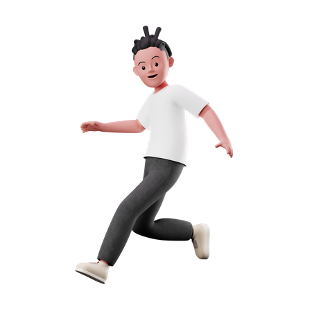 Joven con pose de correr y saltar  3D Illustration