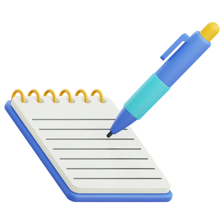 Notepad And Ballpoint  3D Icon