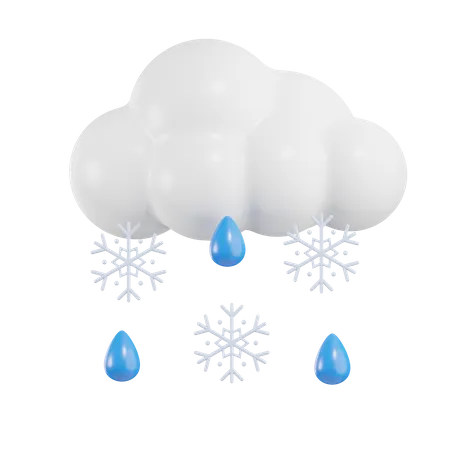 Nube nieve lluvia  3D Icon