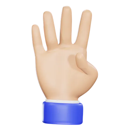 Number Four Hand  3D Icon