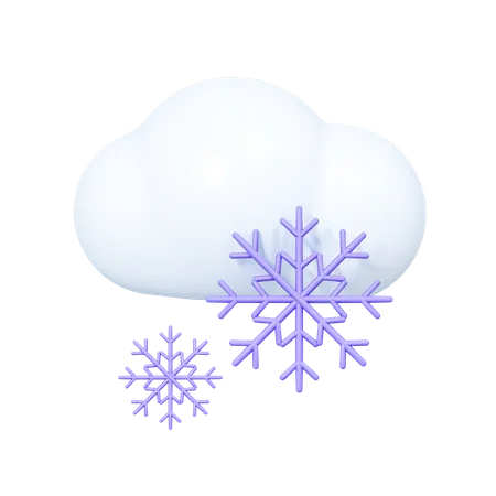 Nuvem com flocos de neve  3D Icon