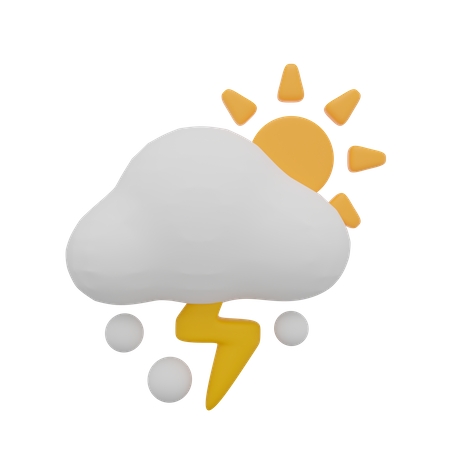 Nuvem neve tempestade trovão dia sol clima  3D Icon