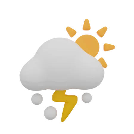 Nuvem neve tempestade trovão dia sol clima  3D Icon