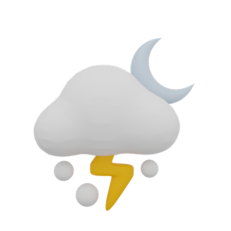 Nuvem neve tempestade trovão noite lua clima  3D Icon