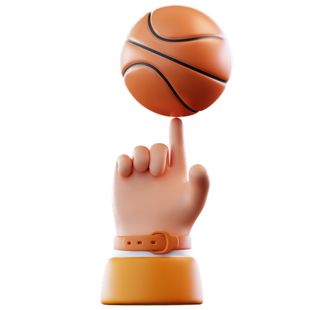 Dedo gira a bola de basquete  3D Icon